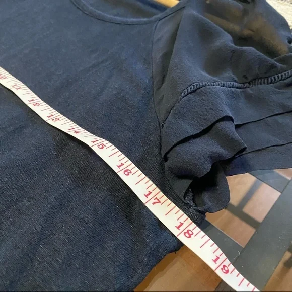 Rebecca Taylor navy blue sheer silk sleeve linen top - Picture 11 of 13